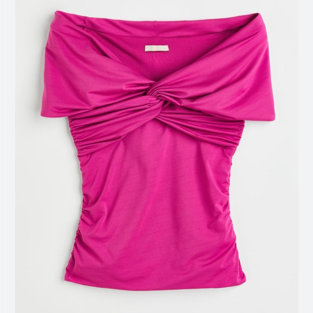 H&M Fuscia Off the shoulder Top Size XS Soft Jersey